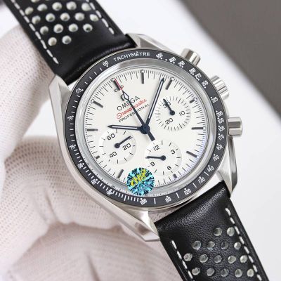 Omega Speedmaster 42MM Stainless Steel 3861 Movement Leather Strap Watch